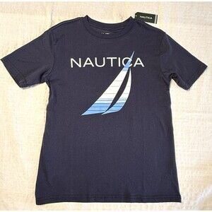 Nwt Nautica Boys' Sail Logo T-Shirt Color Navy Blue Size 8 Short Sleeve Kids Tee
